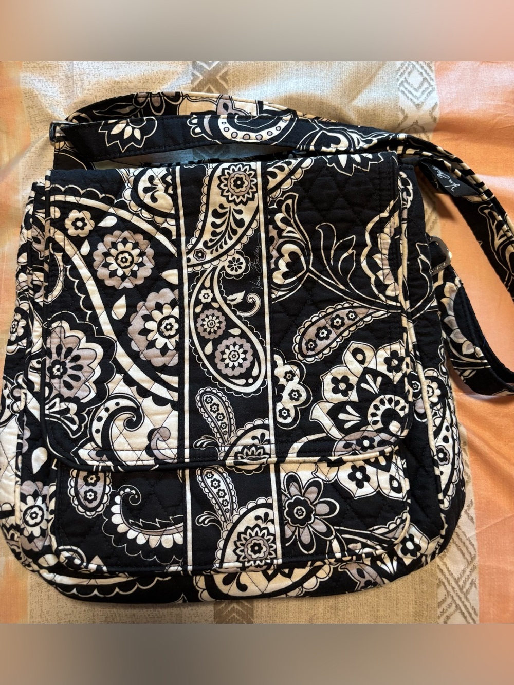 Vera Bradley Black and White Paisley Quilted Crossbody Bag